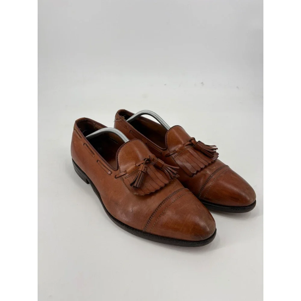 Allen Edmonds Dalton Tan Leather Kiltie Tassel Cap Toe Loafers Mens 12 D 70395